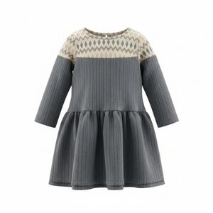 Rare Editions Stylish Comfy Casual Girls Dress - Gray/Cream NWT 3T/3